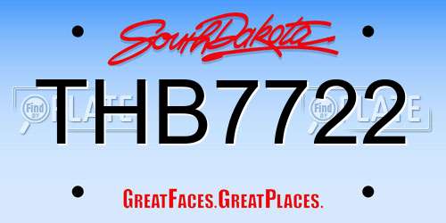 THB7722 South Dakota License Plate