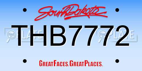 THB7772 South Dakota License Plate