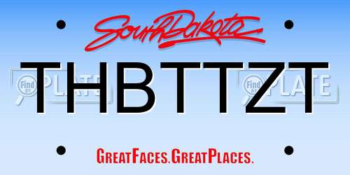THBTTZT South Dakota License Plate