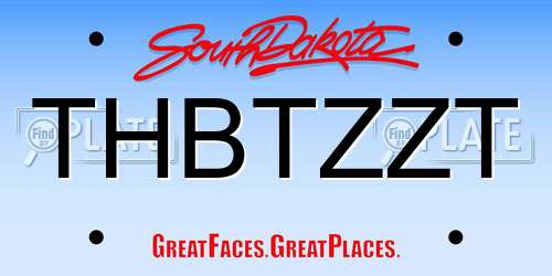 THBTZZT South Dakota License Plate