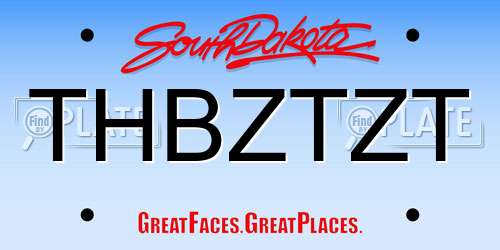 THBZTZT South Dakota License Plate