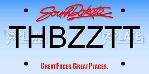 THBZZTT South Dakota License Plate