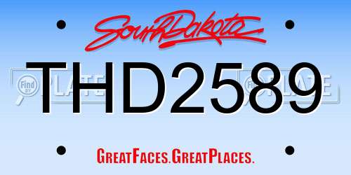 THD2589 South Dakota License Plate
