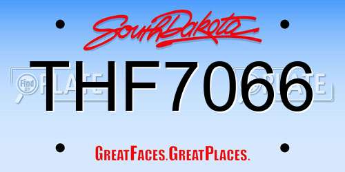THF7066 South Dakota License Plate