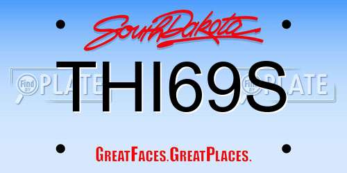 THI69S South Dakota License Plate
