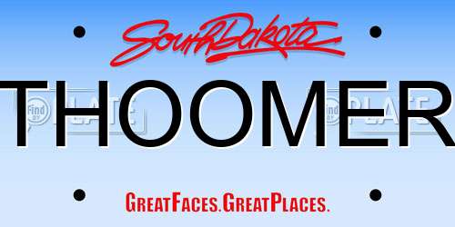 THOOMER South Dakota License Plate