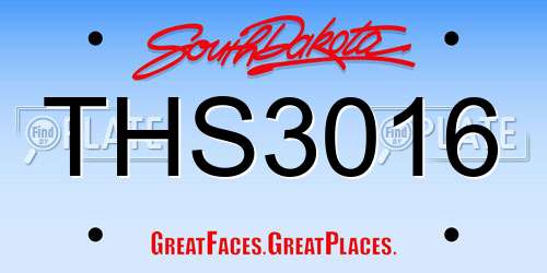 THS3016 South Dakota License Plate