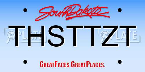 THSTTZT South Dakota License Plate