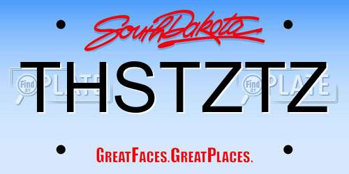 THSTZTZ South Dakota License Plate