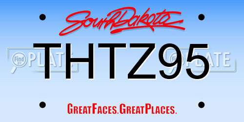 THTZ95 South Dakota License Plate