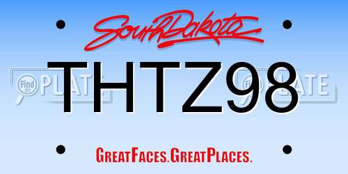 THTZ98 South Dakota License Plate