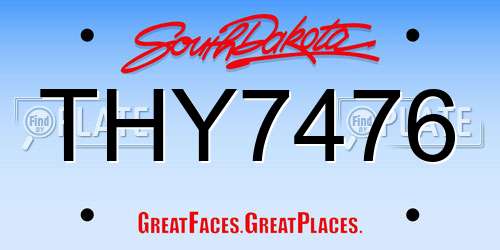 THY7476 South Dakota License Plate