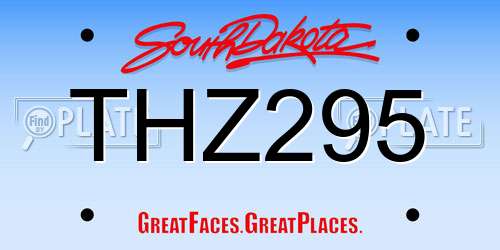 THZ295 South Dakota License Plate