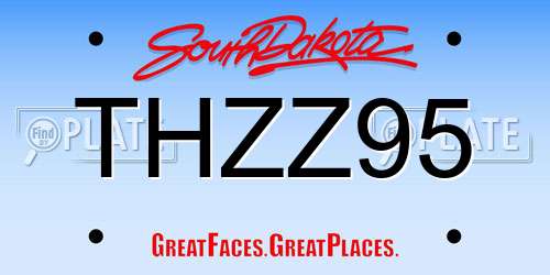 THZZ95 South Dakota License Plate