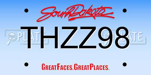 THZZ98 South Dakota License Plate