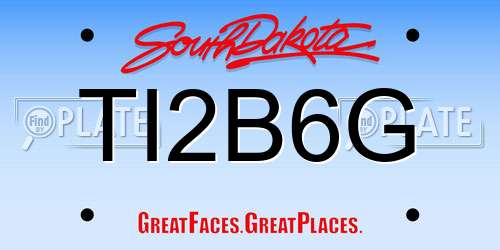 TI2B6G South Dakota License Plate