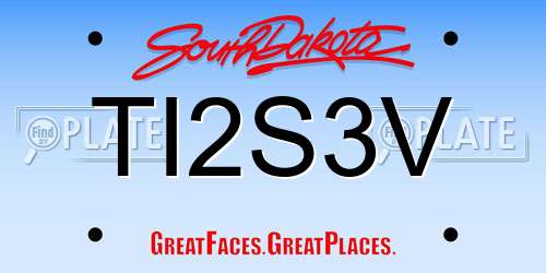 TI2S3V South Dakota License Plate