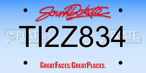 TI2Z834 South Dakota License Plate