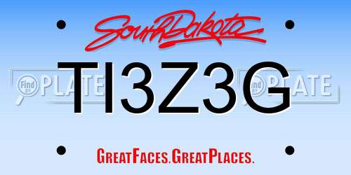 TI3Z3G South Dakota License Plate