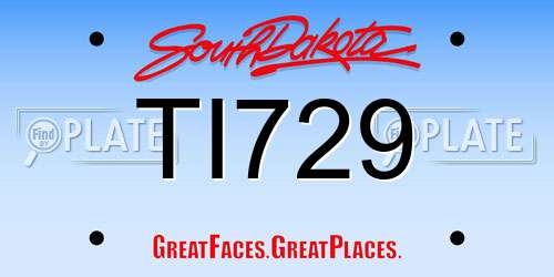 TI729 South Dakota License Plate