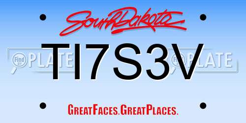 TI7S3V South Dakota License Plate