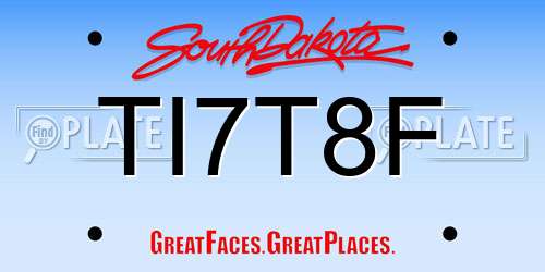 TI7T8F South Dakota License Plate