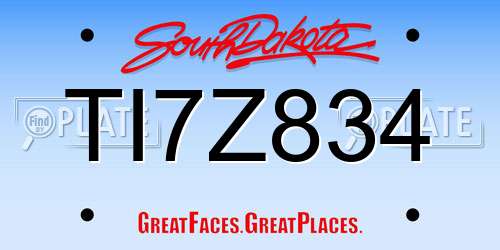 TI7Z834 South Dakota License Plate