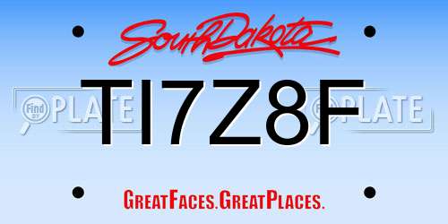 TI7Z8F South Dakota License Plate