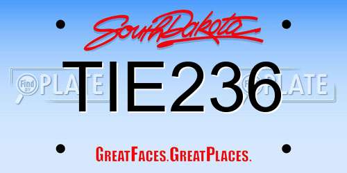 TIE236 South Dakota License Plate