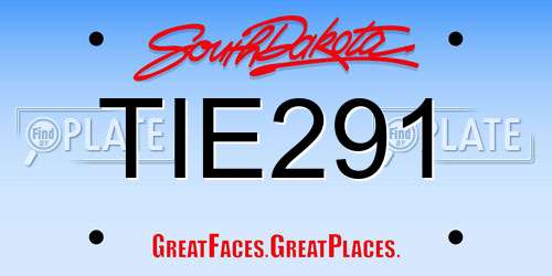 TIE291 South Dakota License Plate