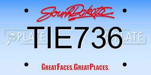 TIE736 South Dakota License Plate