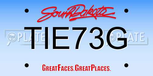 TIE73G South Dakota License Plate