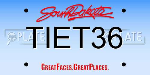 TIET36 South Dakota License Plate