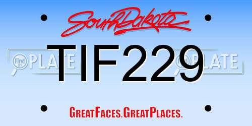 TIF229 South Dakota License Plate