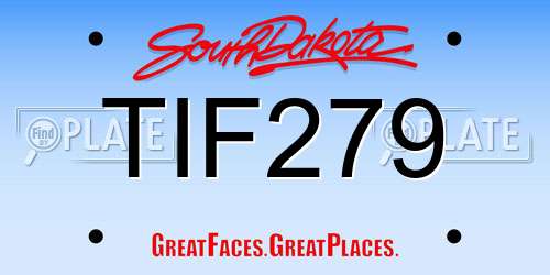 TIF279 South Dakota License Plate