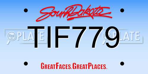 TIF779 South Dakota License Plate