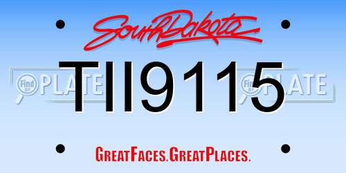 TII9115 South Dakota License Plate