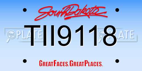 TII9118 South Dakota License Plate