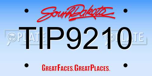 TIP9210 South Dakota License Plate