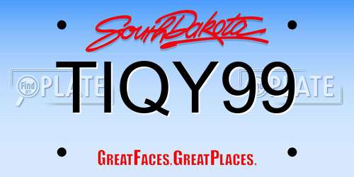 TIQY99 South Dakota License Plate