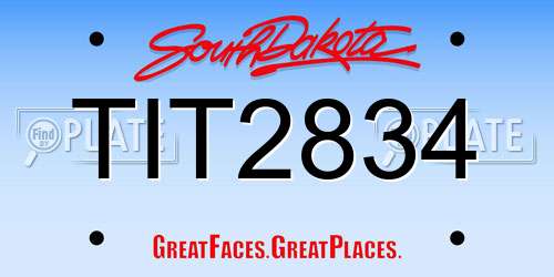 TIT2834 South Dakota License Plate