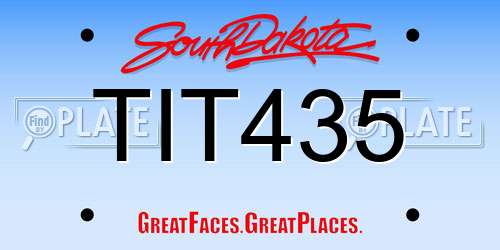 TIT435 South Dakota License Plate