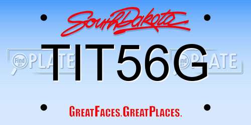 TIT56G South Dakota License Plate