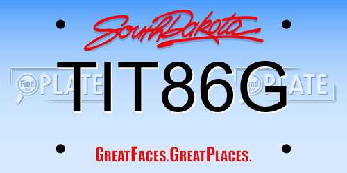 TIT86G South Dakota License Plate