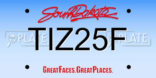 TIZ25F South Dakota License Plate