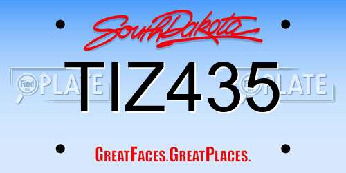 TIZ435 South Dakota License Plate