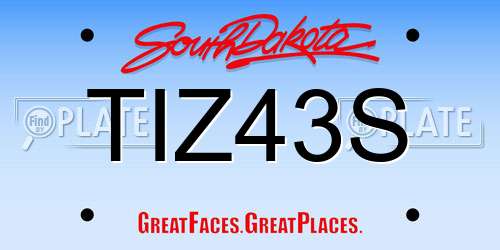 TIZ43S South Dakota License Plate