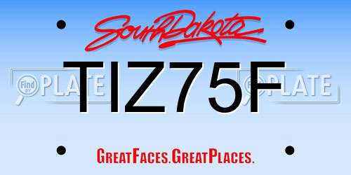 TIZ75F South Dakota License Plate