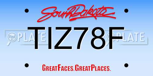 TIZ78F South Dakota License Plate