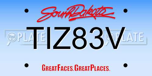TIZ83V South Dakota License Plate